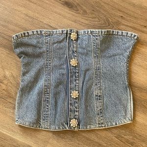 GANNI Denim Bustier Crop Top